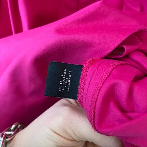 Lafayette 148 Bright Pink Cap-Sleeve Front Zip Collared Dress Size 10 96% Cotton - Picture 5 of 6